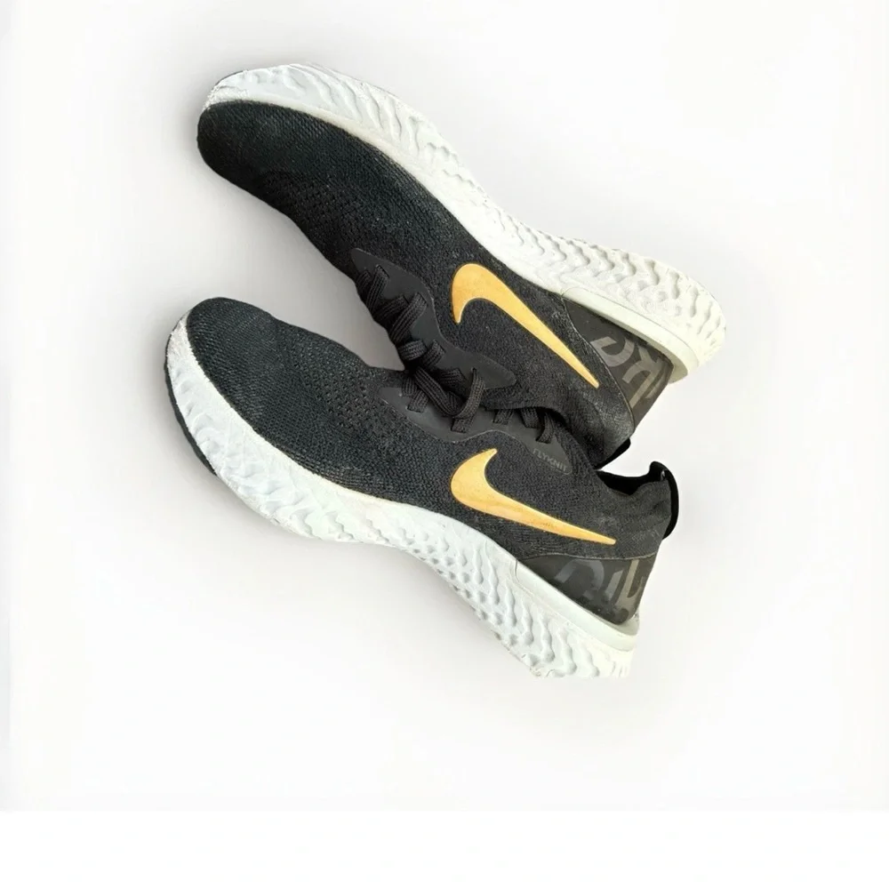 Nike Epic React Women’s Size 8.5 Running Shoes Black Gold Mesh Sneakers VGUC - Picture 5 of 10